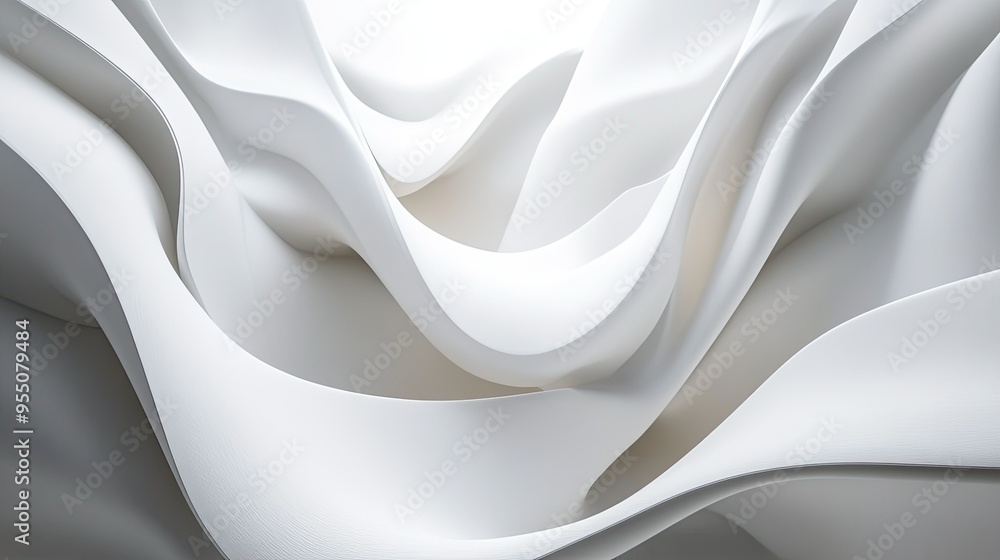 Aufkleber white background with abstract lines and curves, adding depth and dimension.