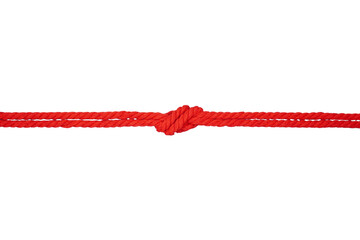 Knotted red rope isolated transparent
