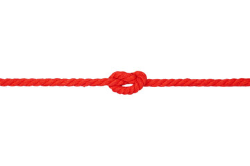Knotted red rope isolated transparent