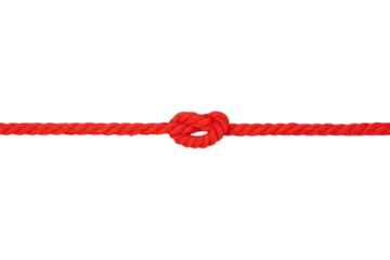Knotted red rope isolated transparent