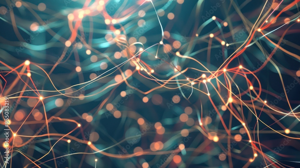 Poster abstract network of glowing lines