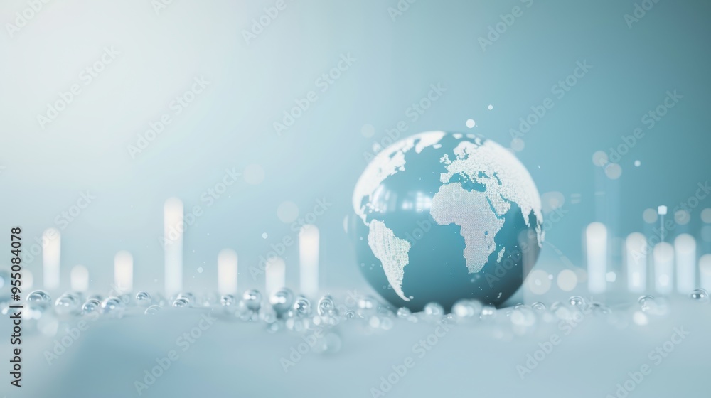 Poster a symbolic representation of financial concepts and economic expansion, featuring a globe surrounded