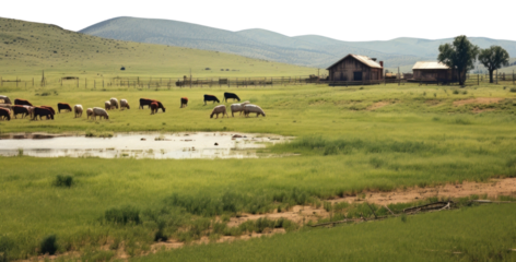 PNG Landscape animal ranch farm.