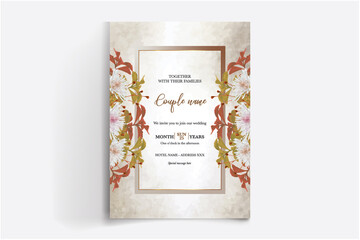 WEDDING INVITATION FRAME WITH FLOWER DECORATIONS WITH FRESH LEAVES