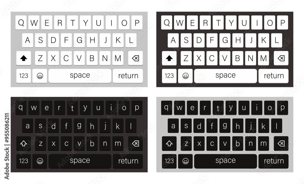 Poster Smartphone keyboard app template collection on a white background