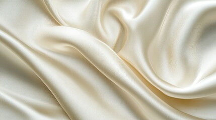 Obraz premium Close-up of smooth silk fabric texture in soft ivory, with subtle folds and a luxurious sheen