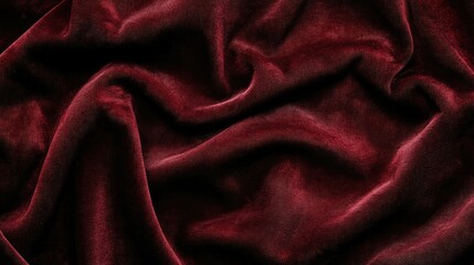 Fototapeta premium Close-up of soft velvet fabric texture in deep red, offering a rich and luxurious background