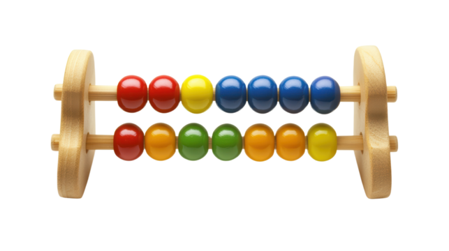 Colorful wooden abacus toy for children, promoting learning and counting skills. 