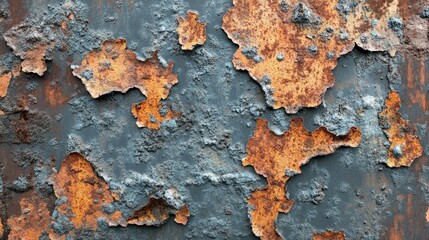 Fototapeta premium Close-up of weathered rust textures on a metal surface with detailed corrosion and peeling paint