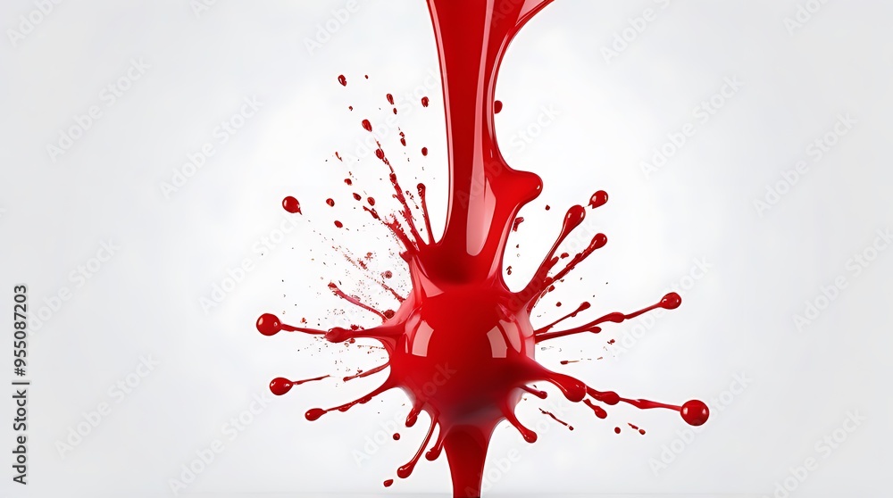 Poster red paint splash isolated white background generated using ai