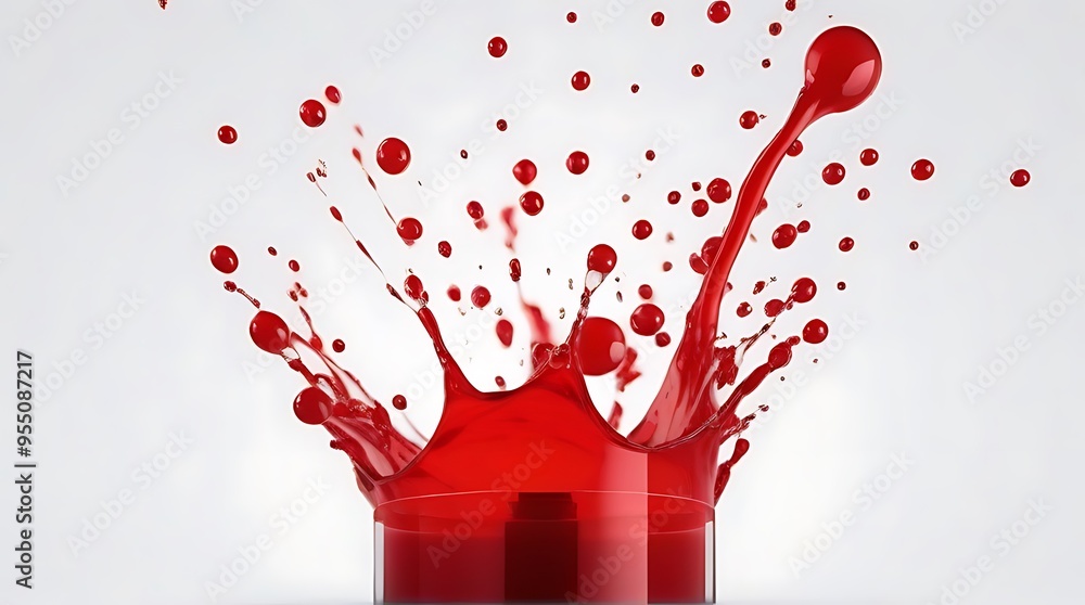 Poster red paint splash isolated white background generated using ai