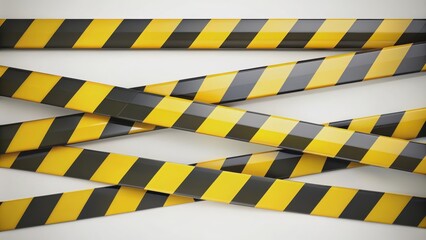 Yellow and black barricade tape with caution stripes, warning, danger, construction, safety, hazard