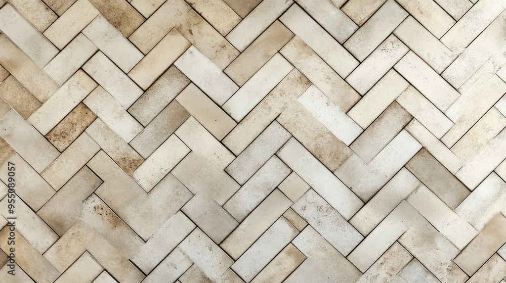 Aufkleber elegant herringbone tile pattern in neutral shades, creating a timeless and refined background