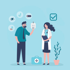 Diabetes treatment, patient and doctor talking. Diabetes mellitus. Insulin, sugar meters and disease symptoms. Medical healthcare, diabetic diagnosis. endocrinologist appointment.