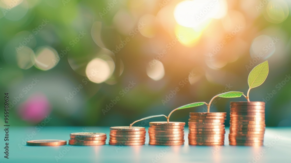 Poster a conceptual image representing interest and growth in savings and financial concepts. the photo fea