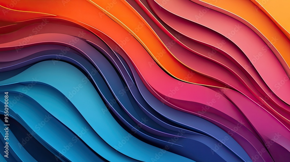 Poster geometric lines with smooth curves and vibrant color transitions, perfect for a high-impact and mode
