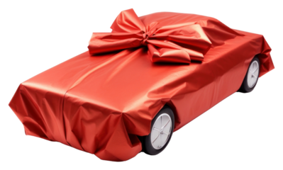 PNG Red gift paper car white background celebration.