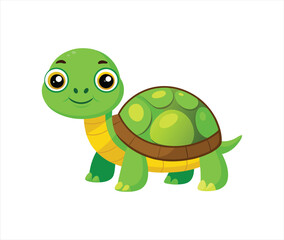 a cute cartoon turtle vector on a white background