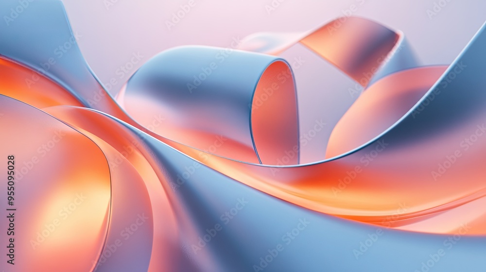 Poster smooth 3d ribbon-like shapes with soft lighting and flowing motion, ideal for elegant and modern bac