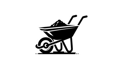 Wheelbarrow silhouette vector illustration.