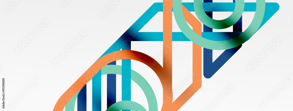 Poster abstract background - colorful circle lines technology or business digital template