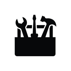 Tool box icon. Toolbox, toolkit, instrument vector icon. Toolbox Tools vector flat icon.