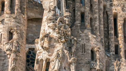 La Sagrada Familia timelapse hyperlapse - the impressive cathedral designed by Gaudi, Barcelona,...