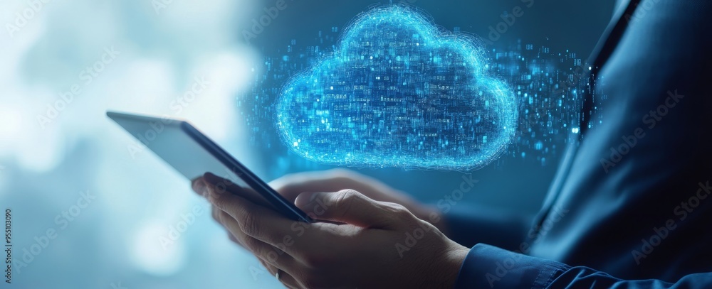 Poster network of cloud computing for business network. data transfer and online data storage for business 