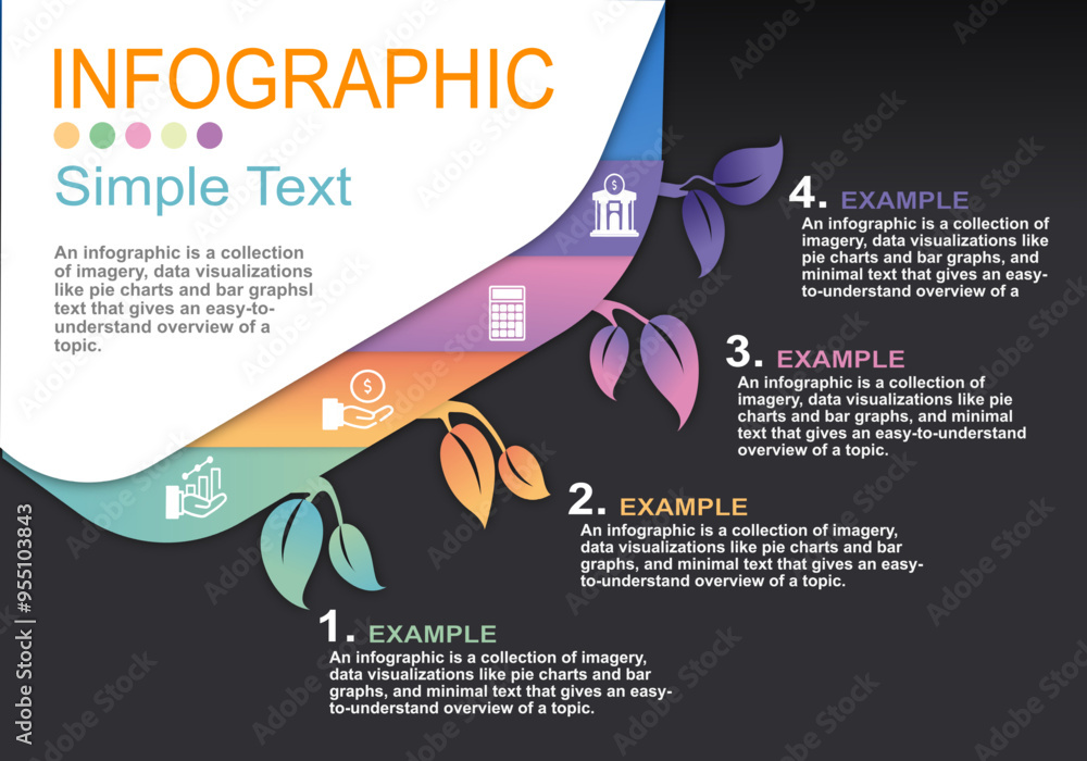 Poster infographic vector illustration with bars graph arranged by height showing growth in stages for pres