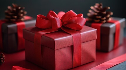 Gifts wrapped in vibrant red paper and bows invite joy during festive gatherings