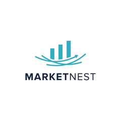market nest simple sleek creative geometric modern logo design