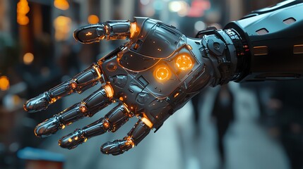 Cybernetic augmentation through prosthetics, visualizing the enhancement of human abilities with advanced prosthetic technology