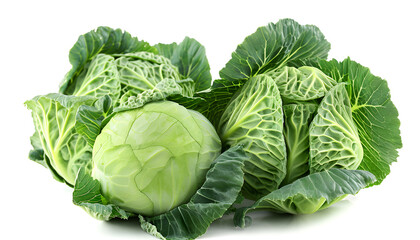 Green cabbage isolated on white background with clipping path and full depth of field
