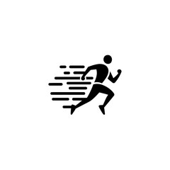 Running Logo Stock Illustration Black and White Icon Vector