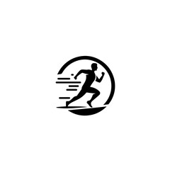 Running Logo Stock Illustration Black and White Icon Vector