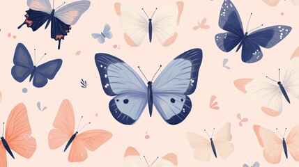 A colorful collection of butterflies on a soft pastel background, perfect for nature-themed designs and projects.