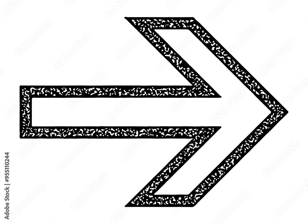 Poster a black hollow arrow with intricate textured patterns, suitable for various design projects, vector 