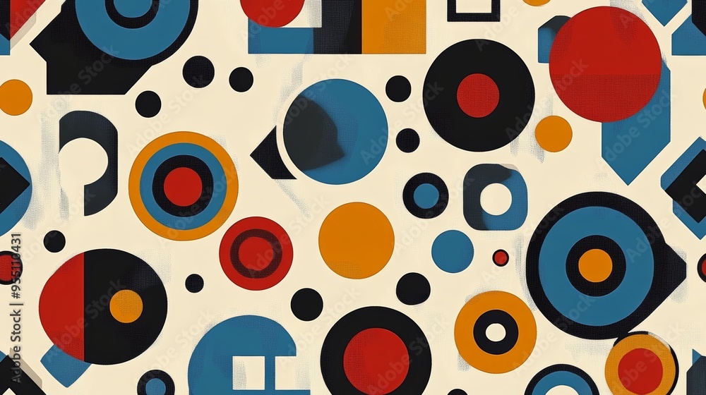 Poster a vibrant abstract pattern featuring colorful circles and shapes, perfect for modern design projects
