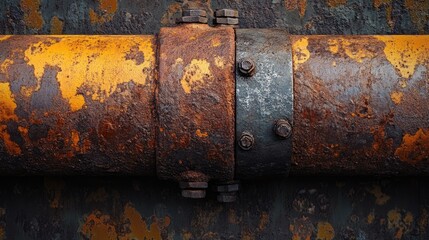 Weathered rust patterns on an old, corroded pipe with a gritty, industrial look