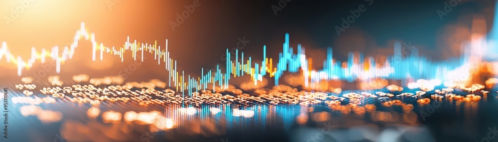 Aufkleber dynamic financial graph and stock market chart on abstract background, representing data analysis, i