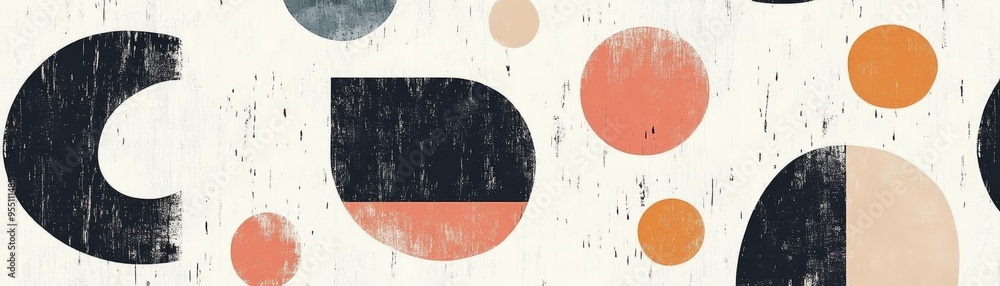 Poster abstract art featuring colorful geometric shapes on a textured background, creating a modern and sty