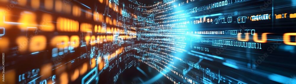 Poster binary code abstract background.
