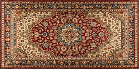 Ornamental rug with a intricate, detailed pattern background