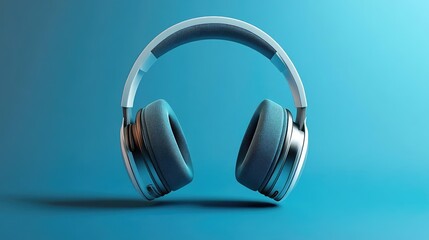 Headphone icon, with padded ear cups and a sleek band, 3D icon