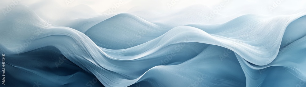 Poster elegant abstract wave patterns in soothing blue tones create a serene and tranquil atmosphere, perfe