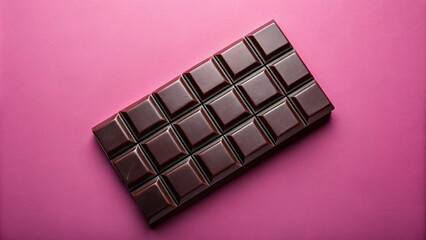 Dark chocolate bar on pink background, elegant and decadent dessert, gourmet treat