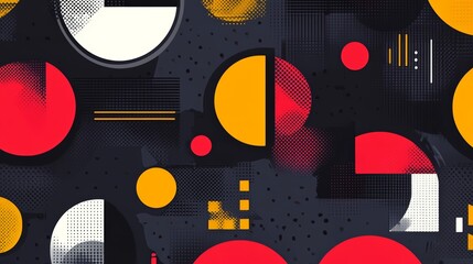 Vibrant abstract background featuring geometric shapes in red, yellow, and black. Perfect for modern design projects.