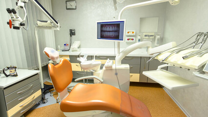 Interior of bright and modern european stomatology timelapse stop motion