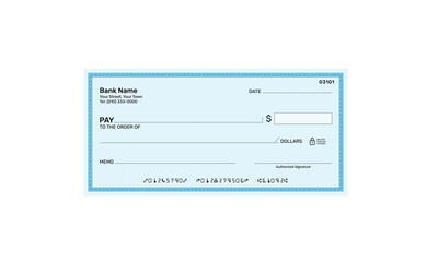 Blank bank cheque, Cheque mockup 