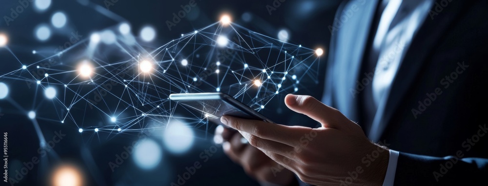 Poster cybersecurity network with data management, cloud computing, and biometric identification of a busin